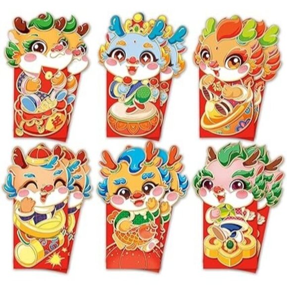 12pcs Year Of The Dragon Red Envelope, 2024 Chinese New Year Money Envelope - Picture 1 of 6